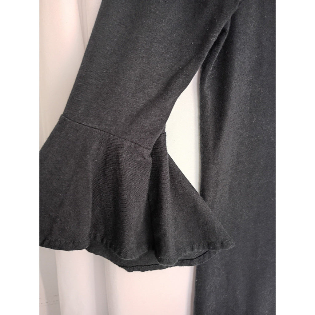 Lilly Pulitzer Black Pima Cotton Modal Bell Sleeve Keyhole Back Top S Made Peru