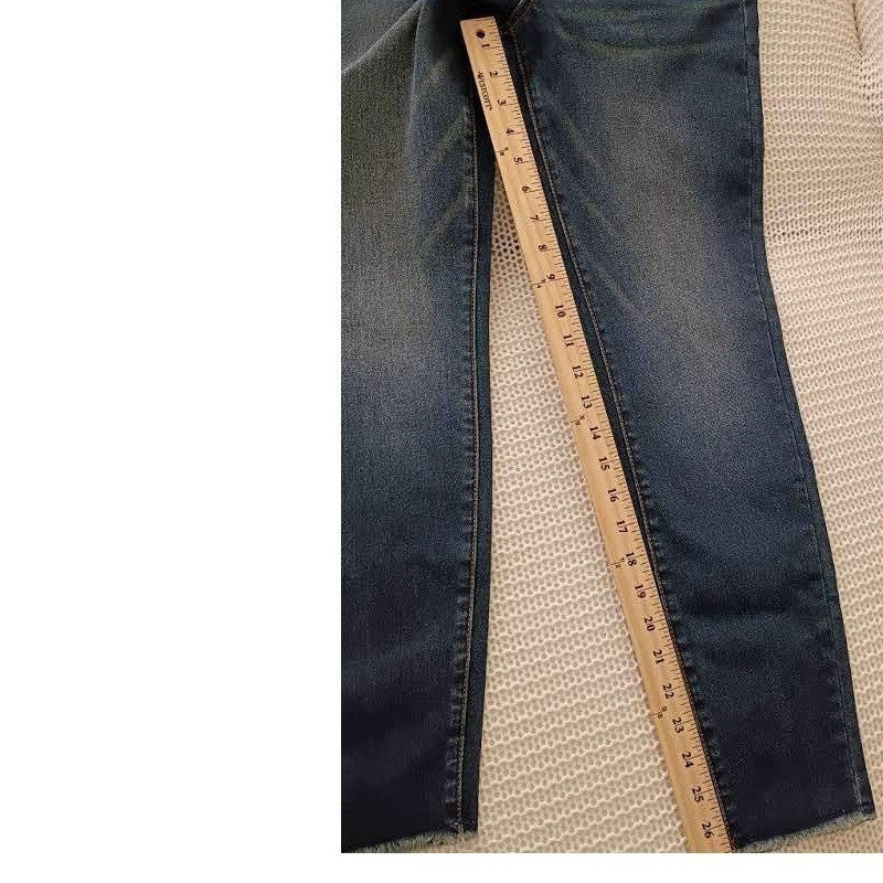 Fire & Rain Womens High Rise Skinny Jeans Dark Wash Raw Hem Size 28 - NWOT