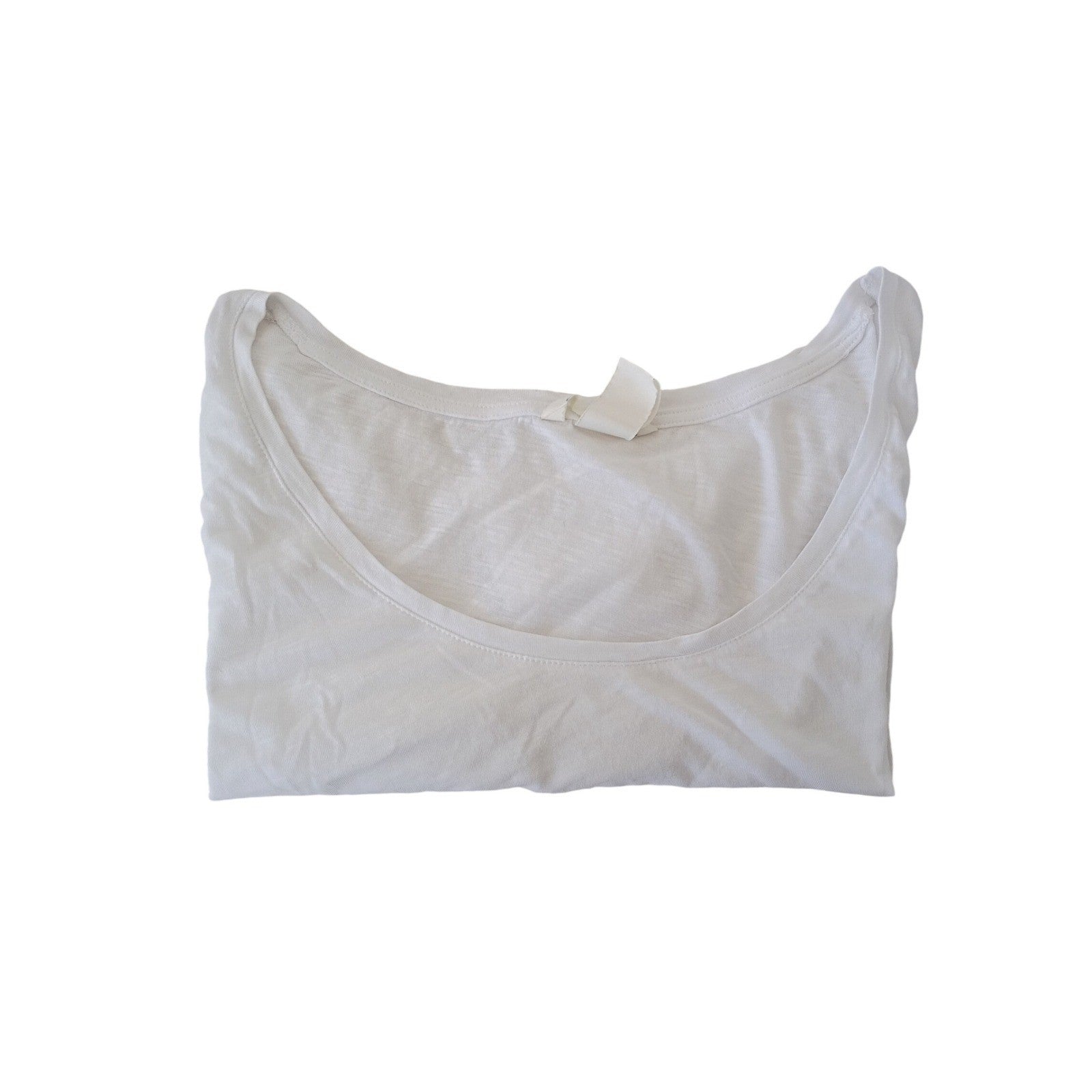 H M White V Neck T Shirt 100% Cotton Casual Basic Essential Top Size L