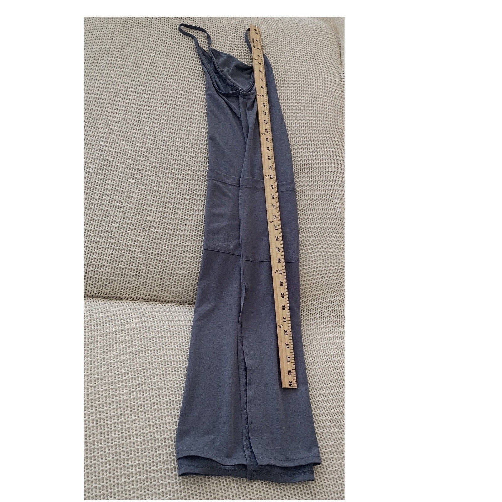 Jolie Gray Slip Midi Dress V Neck Spaghetti Strap Pockets Effortless S