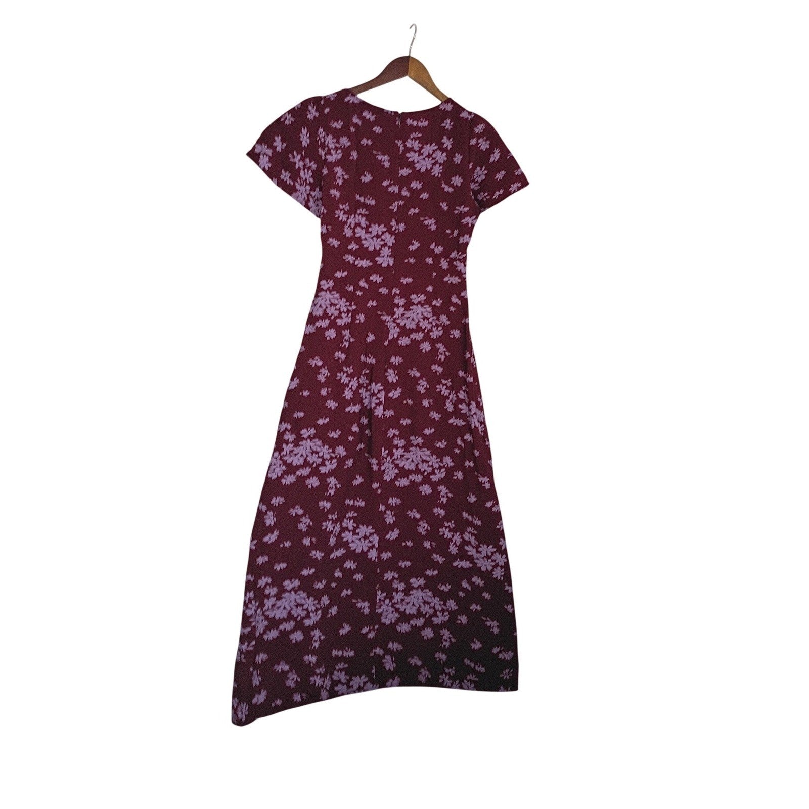 Madewell NWOT Burgundy Floral Cotton Midi Dress Cottagecore Prairie V-Neck S