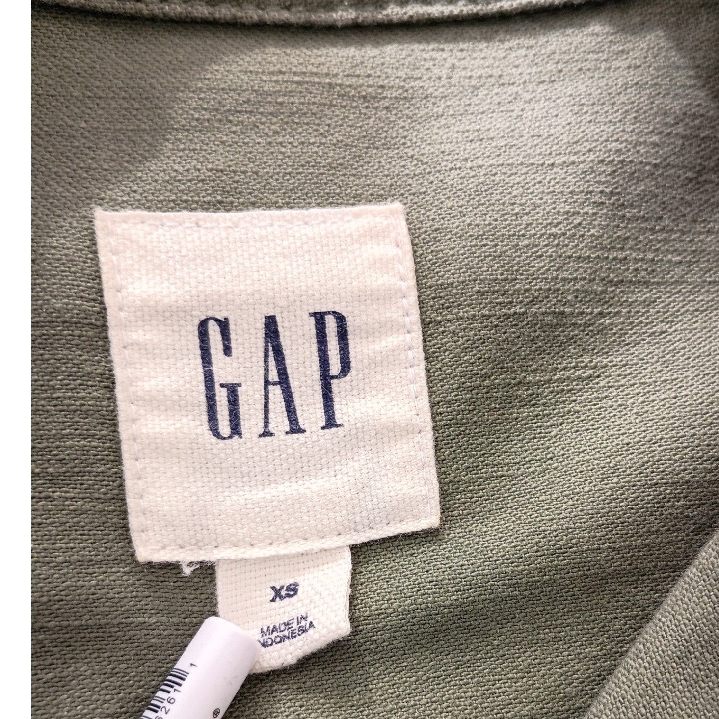 GAP Olive Green Utility Jacket Embellished Pocket Button Down Size M 100% Cotton