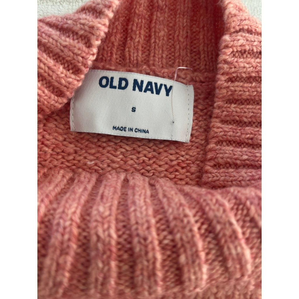 Pink Cable Knit Fisherman Sweater Cotton Blend Crew Neck Heritage Coastal S