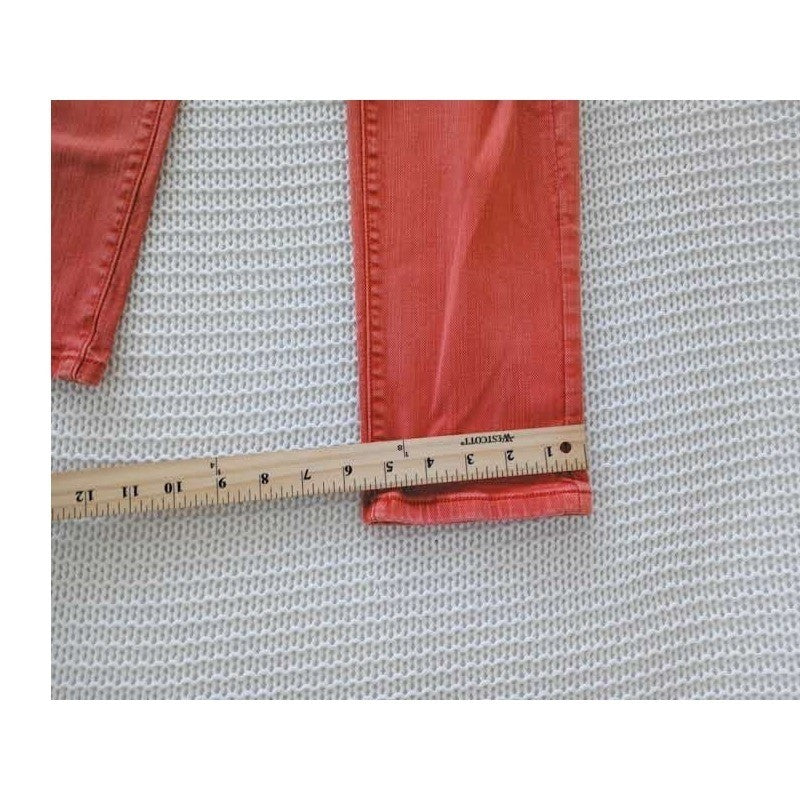 Bebe Heartbreaker Skinny Jeans 29x28 Coral Ornge Distressed Shredded Y2K McBling