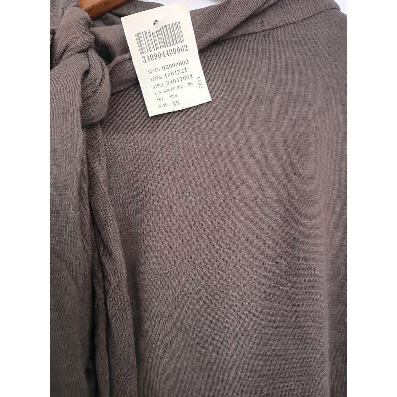 NWT ARDEN B. Y2K Chic Brown Halter Neck Tie Top Ruched Long Sleeve Fits S