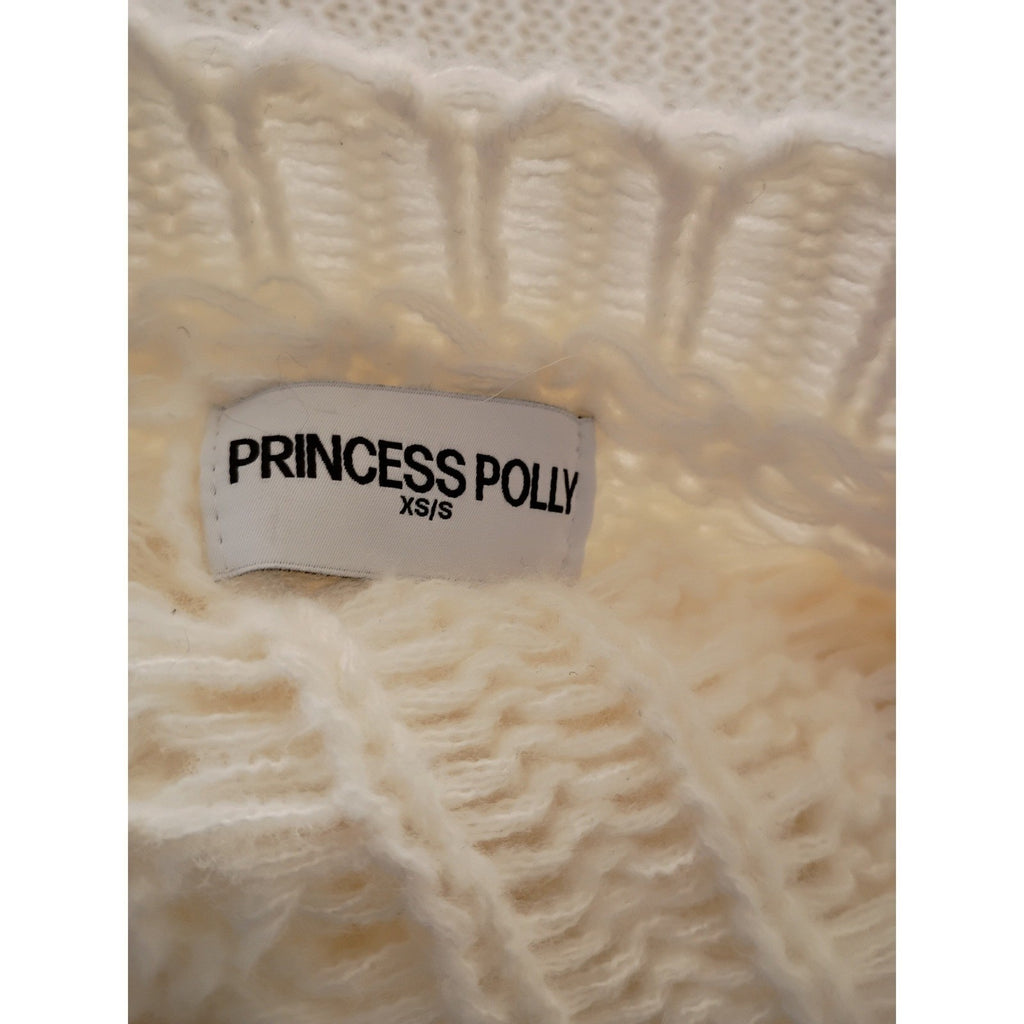 Princess Polly Elegant Cozy Cream Cable Knit Cropped Cardigan Open Front M NWOT