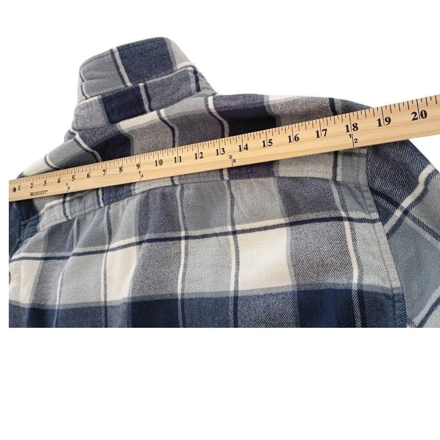 American Eagle Blue White Plaid Flannel Shirt Medium 100% Cotton Long Slve NWOT