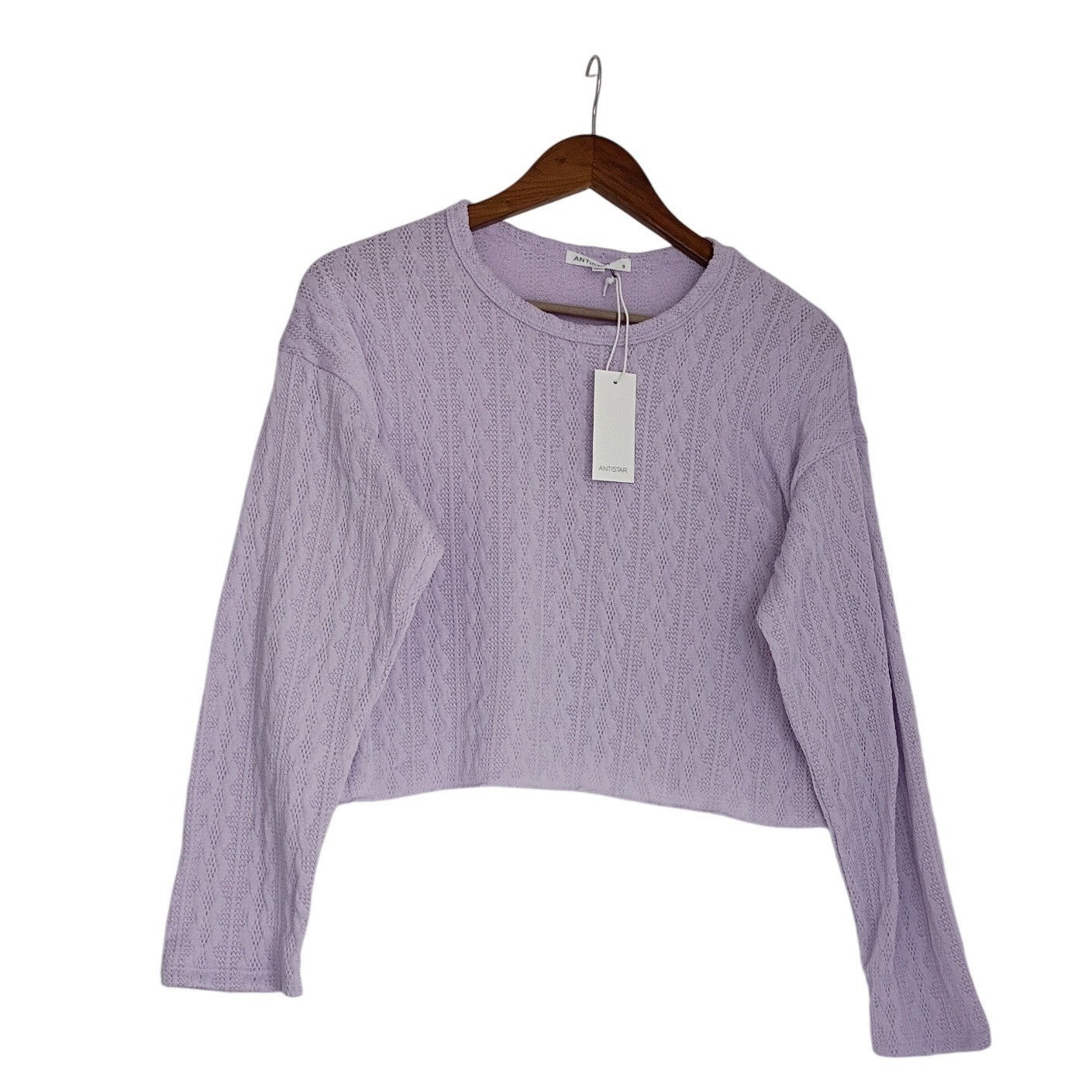 ANTISTAR  NWT Lavender Y2K Fairy Babydoll Cozy Cropped Knit Top Size S Trendy
