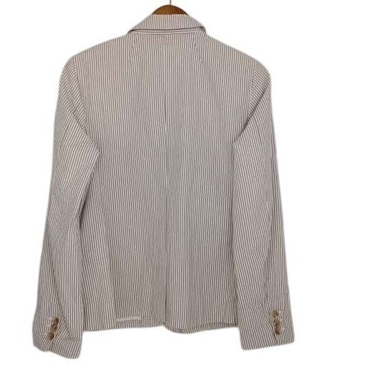 Gap NWOT Navy White 100% Cotton Seersucker Striped Blazer Jacket Coastal 14
