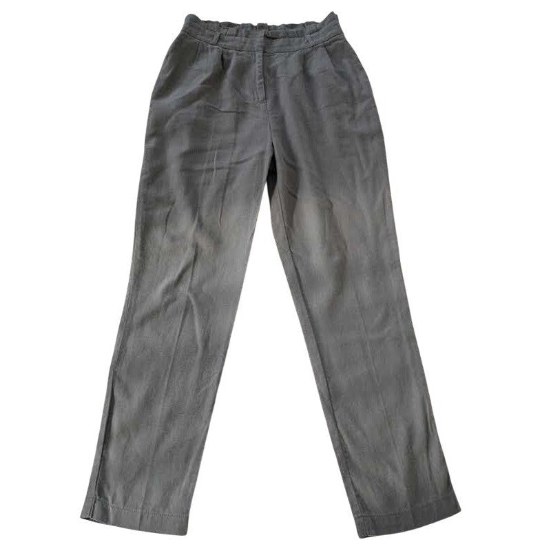 HAVE Los Angeles Linen Blend High Waisted Pleated Trousers Olive Green Sz Mx27