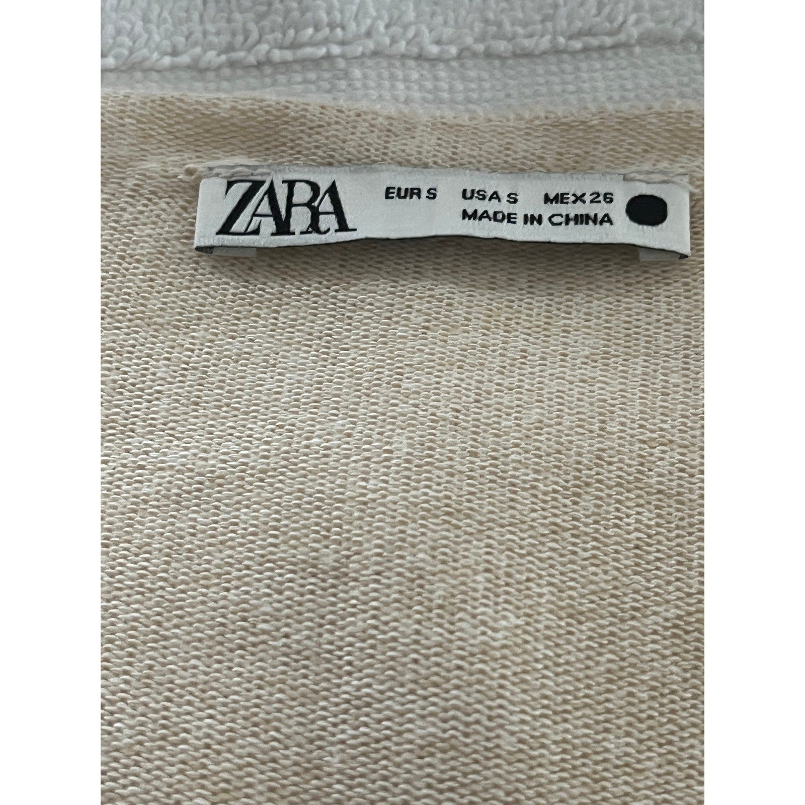 ZARA Beige Lightweight V-Neck Long Sleeve Knit Sweater Top S Sheer Minimalist