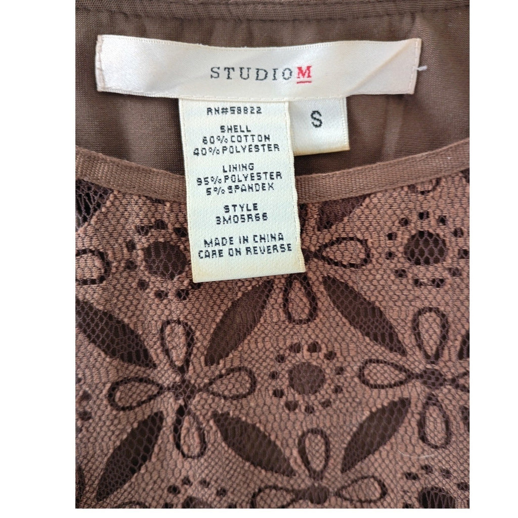 Studio M Brown Fairy Grunge Lace Sheer Mesh Dress Sleeveless Y2K S