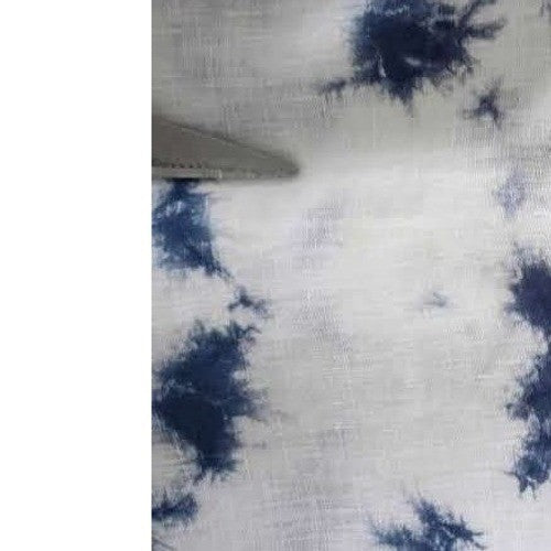 Rachel Zoe 100% Linen Blue White Tie Dye Boxy Short Sleeve Blouse Large  NWOT