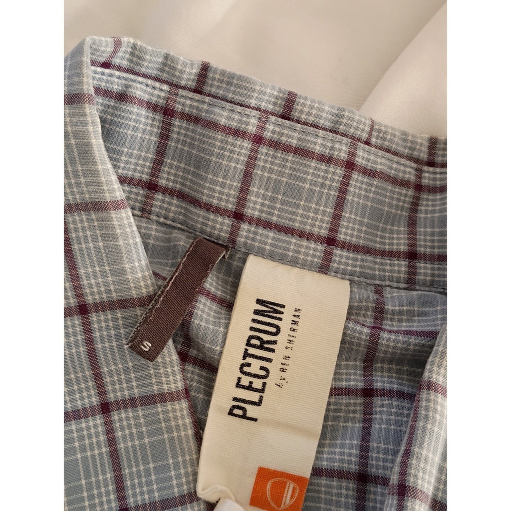 Plectrum by Renèe Cifelli Windowpane Check Shirt Blue Cotton Classic Casual S
