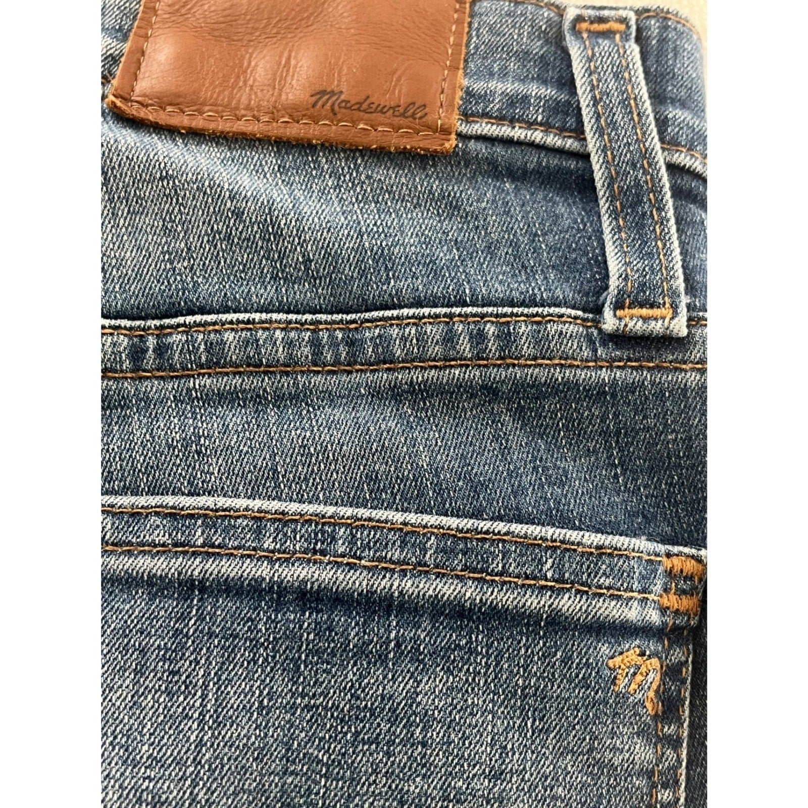 Madewell Women Blue Denim Jeans Button Fly Distressed Straight Leg Size 27