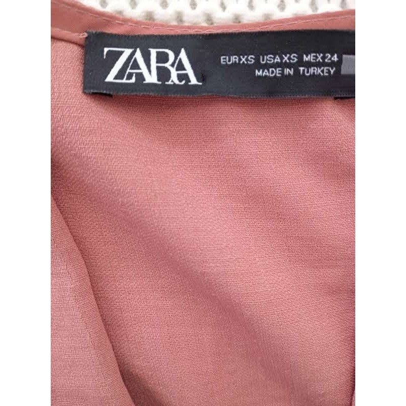 Zara Dusty Rose Pink Peplum Wrap Top Belted V-Neck Sleeveless Fits S Small 2 4