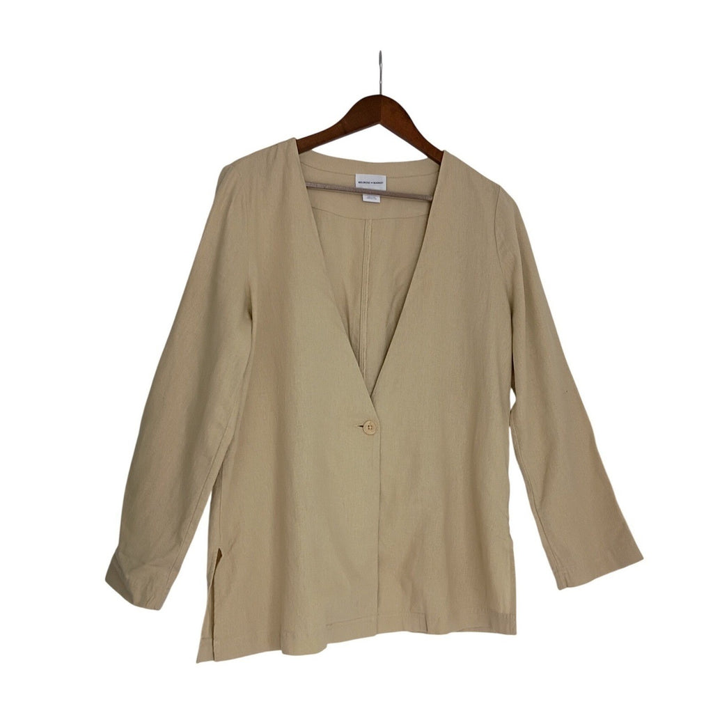 Melrose and Market Tan Linen Blend Blazer Coastal Chic Fits S/M Lagenlook