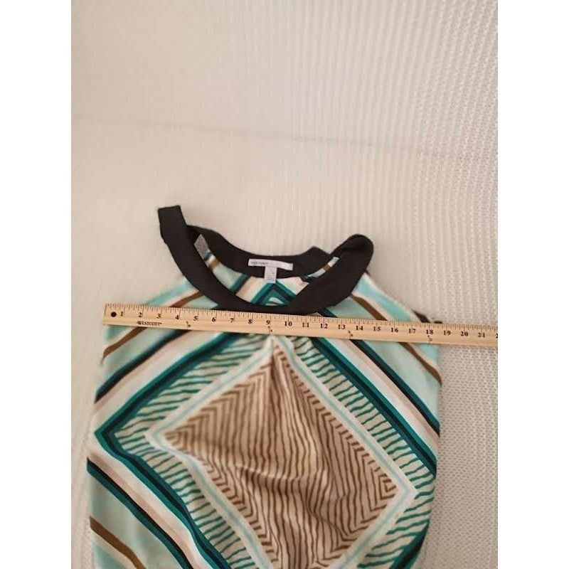 Old Navy Teal Geometric Halter Top M Medium Tie Waist Chevron Blouse Retro Boho
