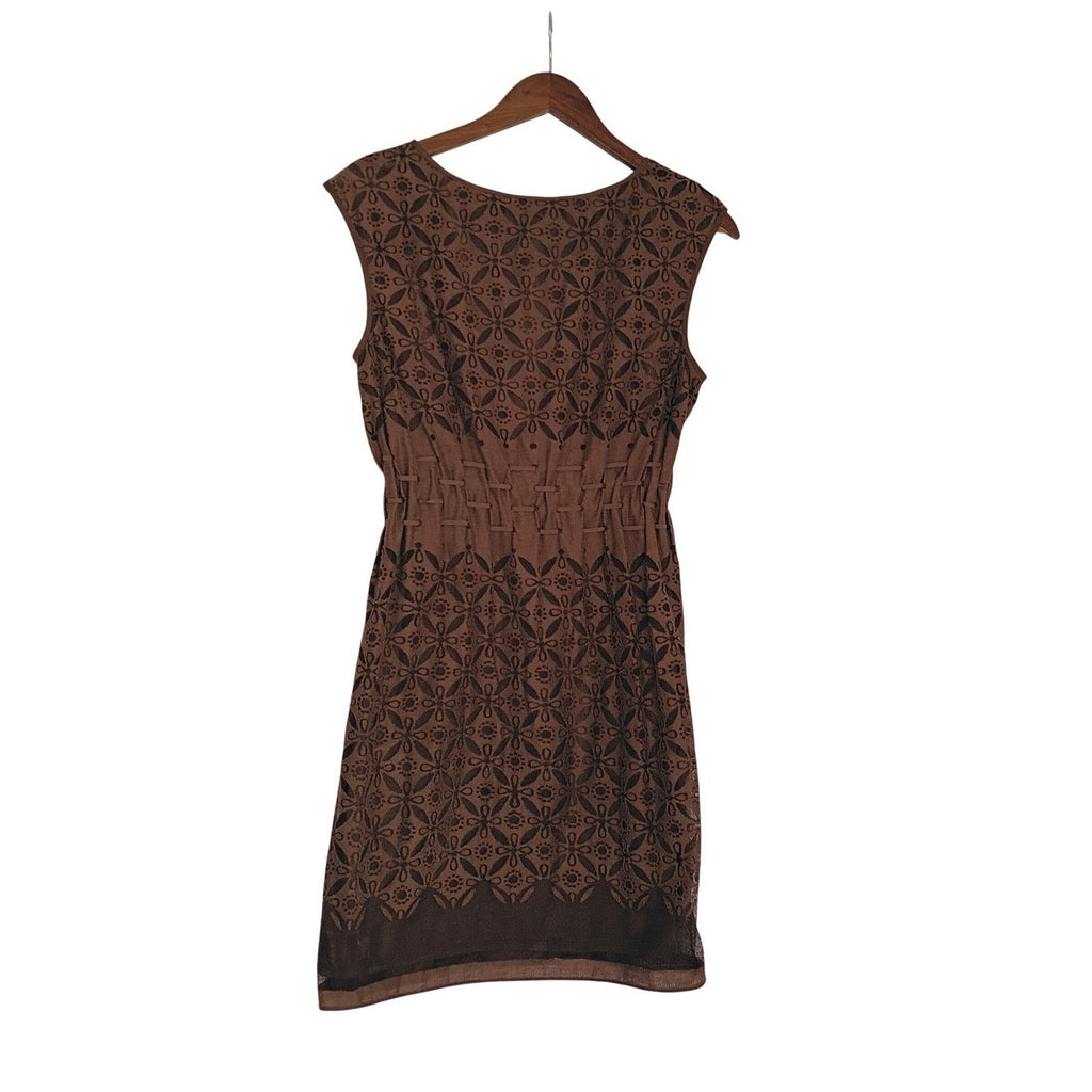 Studio M Brown Fairy Grunge Lace Sheer Mesh Dress Sleeveless Y2K S