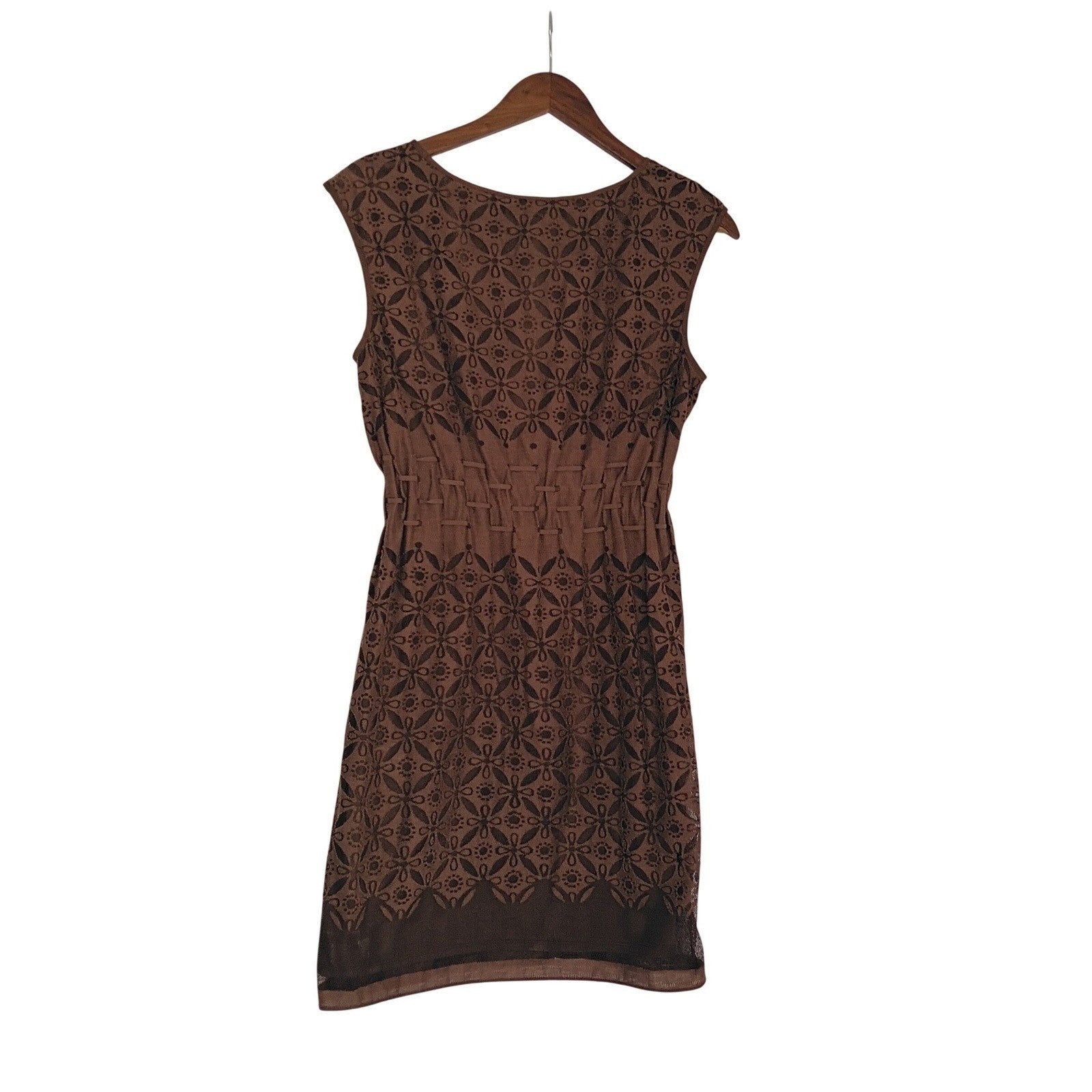 Studio M Brown Fairy Grunge Lace Sheer Mesh Dress Sleeveless Y2K S