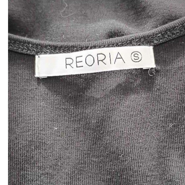 REORIA Black Ribbed Snap Front Tank Bodysuit Sleeveless Minimalist S