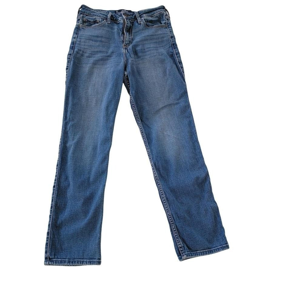 Hollister Curvy High Rise Slim Straight Jeans Blue Stretch Women 7R W28 / L 27