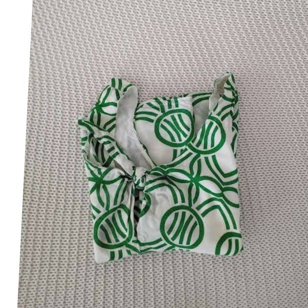 Maeve Anthropologie Green White Geometric Print Sleeveless Crop Top Fits S $78
