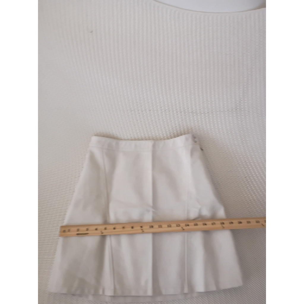 ZARA Cream Faux Leather Mini Skirt Side Zip A-Line Off White Vegan Leather S