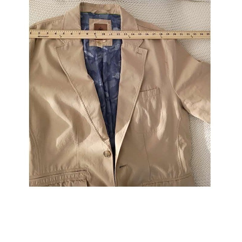 Territory Ahead 100% Cotton Tan Blazer Jacket L Button Up Lapel Collar Light