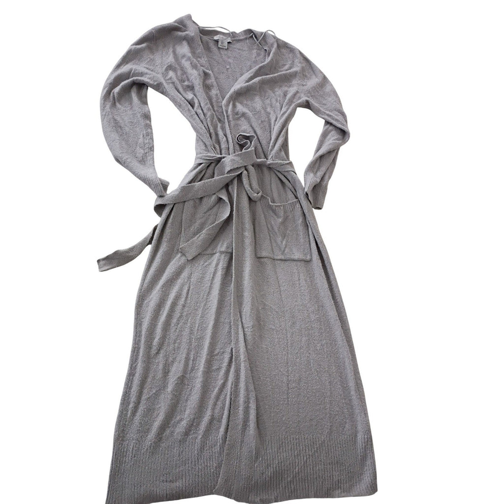 Rachel Zoe Oversized Elegant Long Cardigan Knit Belted Pockets Beige Size L
