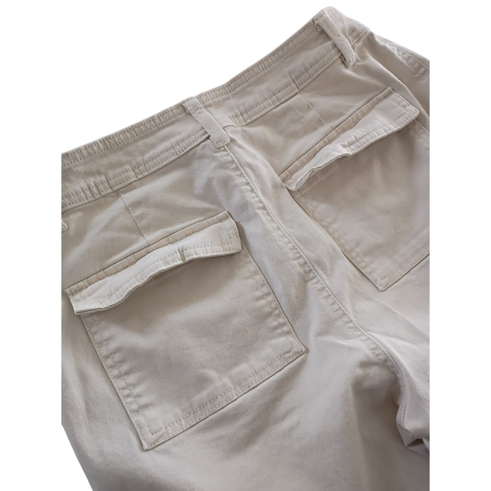 A New Day Womens Cargo Pants Cream Stretch Elasticized Sz 8 W28x26
