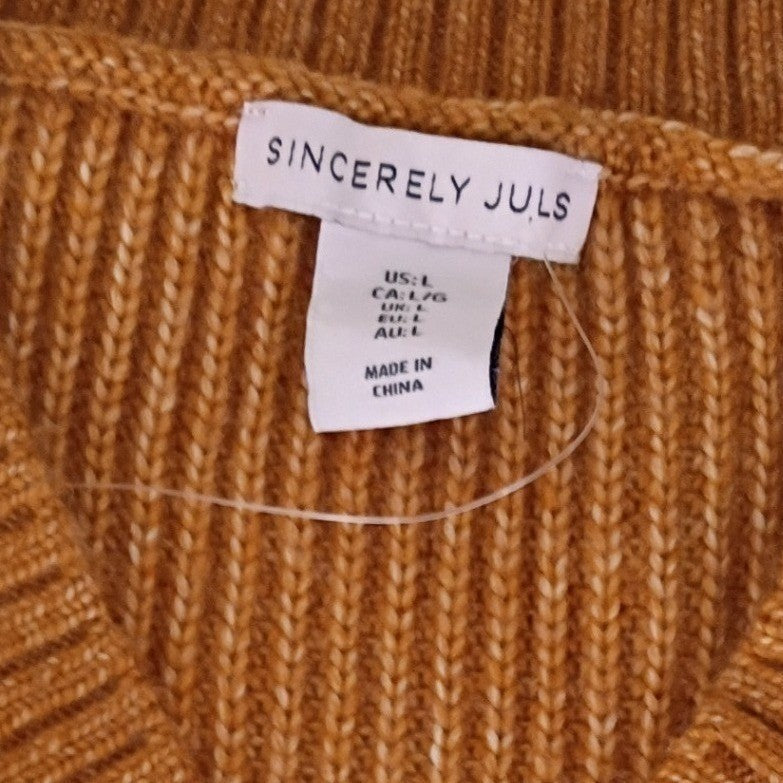 Sincerely Jules NWT Cable Knit Sweater Vest L Amber Orange Preppy Y2K Style