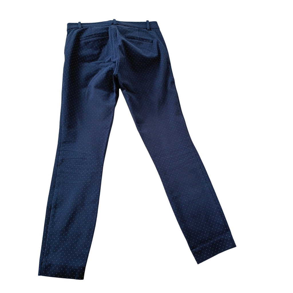Gap Navy Blue Polka Dot Slim Trousers 4R W28x29 Stretch Cotton Casual Chic