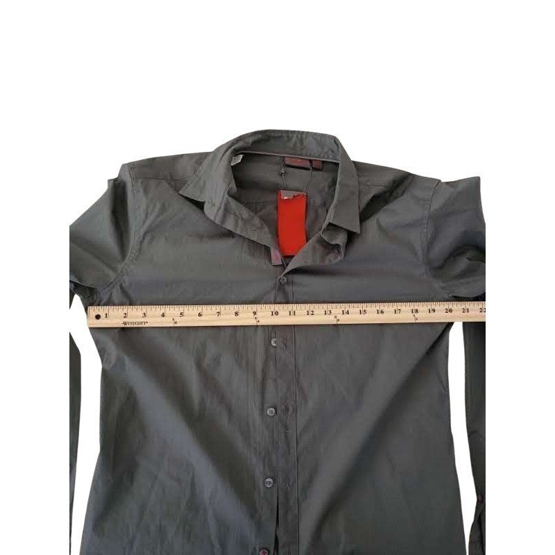 Esprit - Y2K Men Long Sleeve Button Up Shirt Gray Cotton Blend Size L