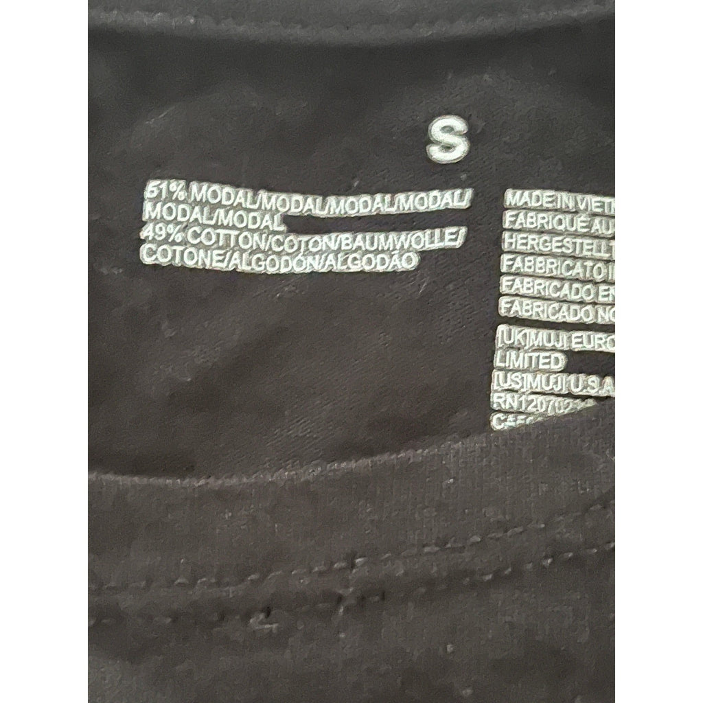 Muji Modal Cotton Blend Black Long Sleeve Top Size S Boat Neck Everyday Wear