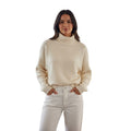 Cyrus Elegant Cream Ribbed Turtleneck Sweater Womens M Soft Knit MSRP 99.00