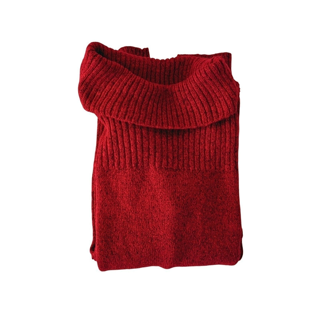 Crimson Red Ribbed Turtleneck Sweater Soft Cozy Knit Long Sleeve Medium