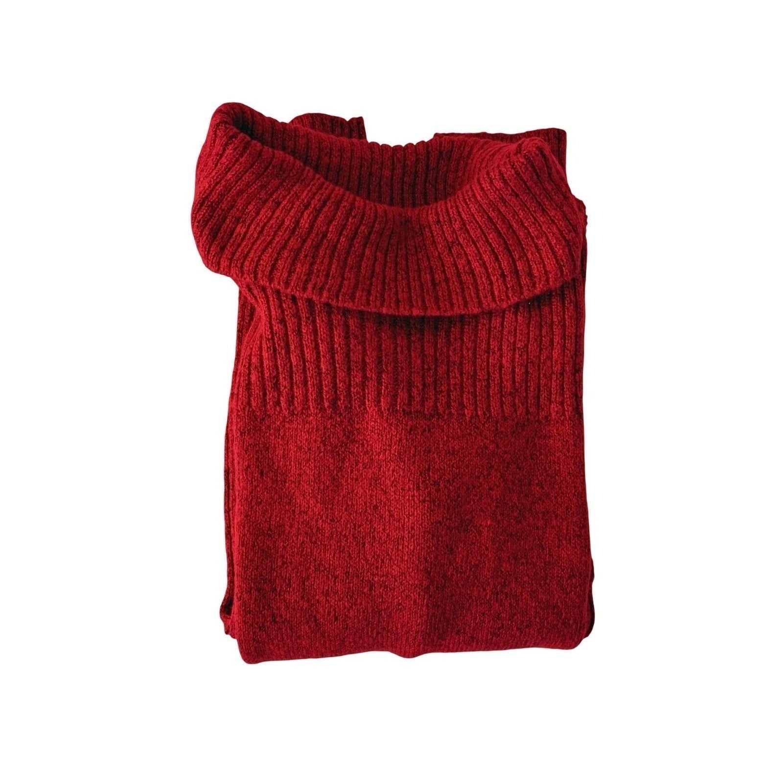 Crimson Red Ribbed Turtleneck Sweater Soft Cozy Knit Long Sleeve Medium