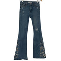 Celebrity Pink RE Generation Mid Rise Flare Jeans Floral Embroidered 26x30 Boho