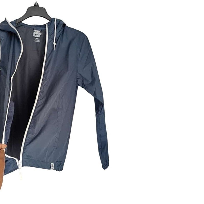 GRAND RUNNING CLUB NWT Navy Blue Lightweight Hooded Windbreaker Jacket