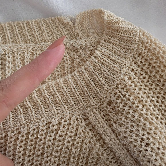 Lulus Beige Knit Sweater Boat Neck Long Sleeve Casual Women Size S