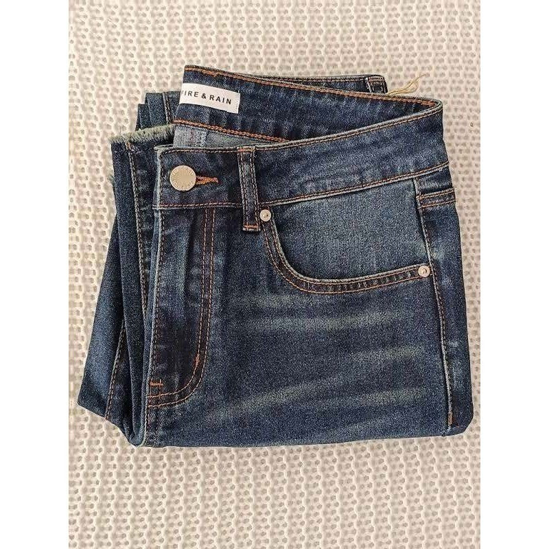 Fire & Rain Womens High Rise Skinny Jeans Dark Wash Raw Hem Size 28 - NWOT