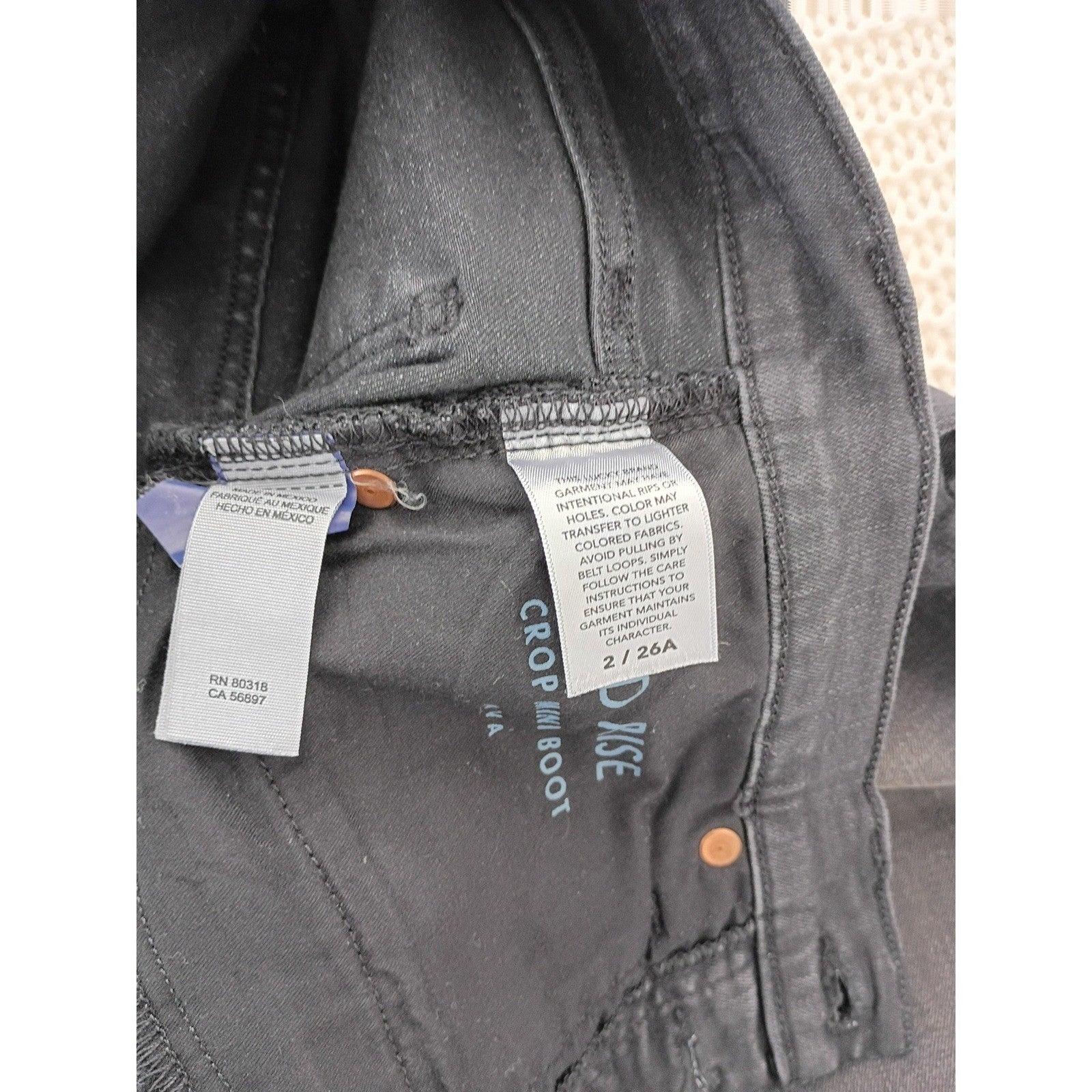 Lucky Brand Ava Mid Rise Crop Mini Boot Jeans Black Raw Hem  26x24 NWOT $99 MSRP