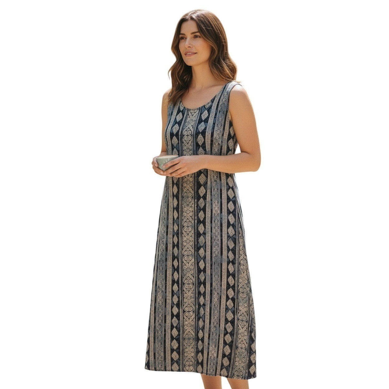 Marks & Spencer Vintage Maxi Dress Blue Paisley Boho Effortless Sleeveless M
