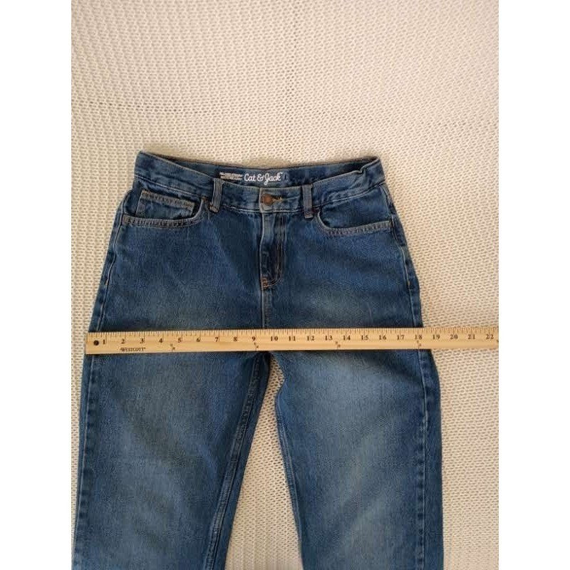 Cat & Jack Relaxed Straight Jeans Medium Wash Denim Girls 16 Fits W24-25