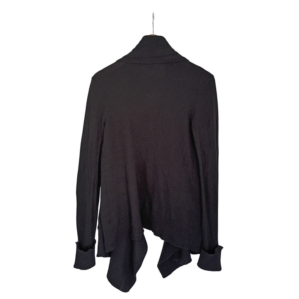 INC Int'l Concepts -SILK Angora Black Ribbed Knit Shawl Cardigan Sweater Size S
