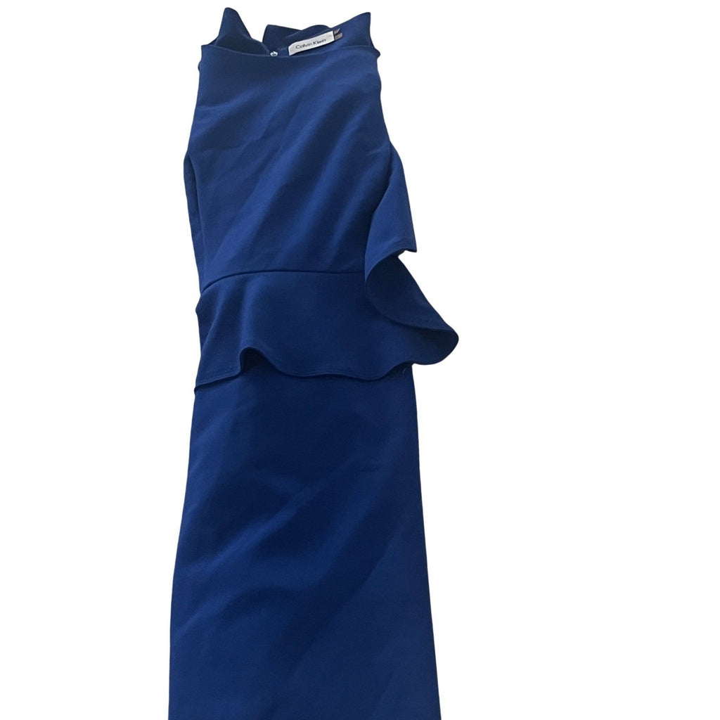 Calvin Klein Royal Blue Ruffle Sheath Dress Fits S