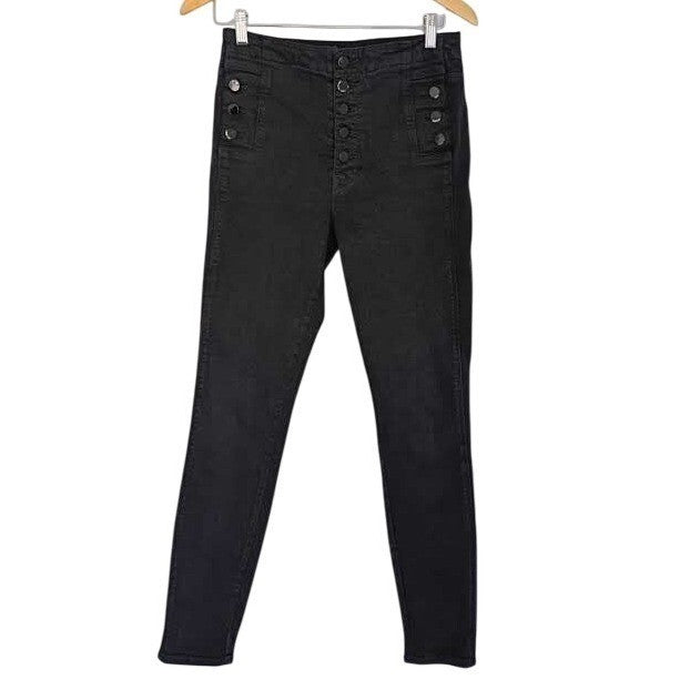 J BRAND Sculpting High Rise Button Fly Skinny Jeans Black Size 28 Natasha $228