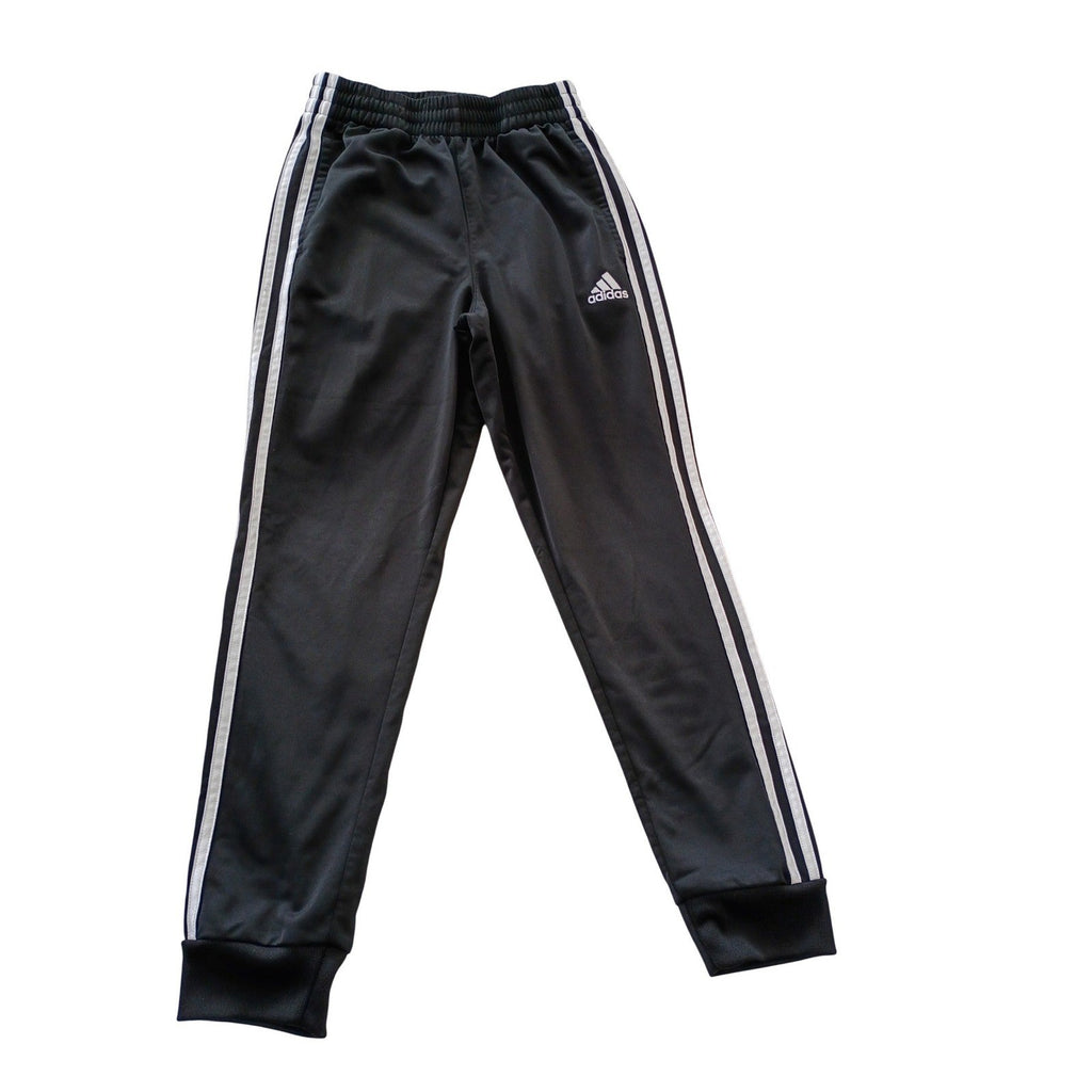 Adidas Youth 10/12 Track Pants Black White 3 Stripe Joggers Fits Women Petite S