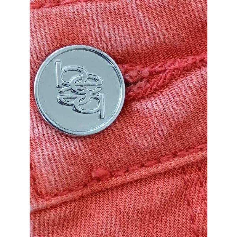 Bebe Heartbreaker Skinny Jeans 29x28 Coral Ornge Distressed Shredded Y2K McBling